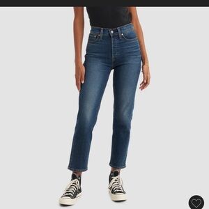 Levi’s High-Rise wedgie Straight cropped jeans- Dark Blue